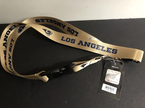 LOS ANGELES LA RAMS LOGO NFL FOOTBALL LANYARD GOLD KEYCHAIN KEY STRAP WITH TAG Cover
