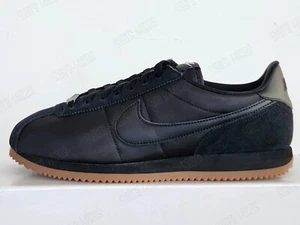Men's Nike Cortez Triple Black Nylon Suede 2024 All Black Nike ID Authentic - Picture 1 of 8