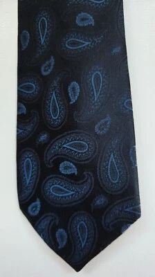 Corbata para hombre Claiborne azul estampado cachemir 100 % seda Foto 1 de 3