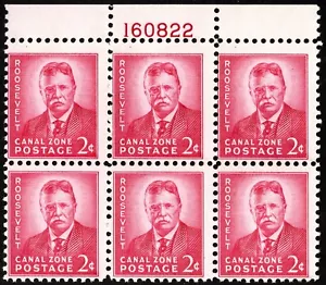 Canal Zone Stamp Scott # 138 - 2 Cents Teddy Roosevelt Dry Printing Plate Block - Picture 1 of 1