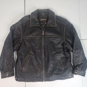 Musty Odor St. John’s Bay Men L 100% leather Brown Distressed Motorcycle  jacket