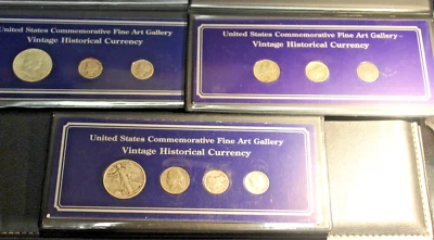 3 Sets 10 Mix Coins & Silver Commemorative Gallery Vintage Historical Currency - Image 1 of 4