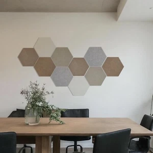 10-Pack Felt Cork Boards – Hexagon Peel & Stick Wall Tiles with Push Pins - Picture 1 of 7