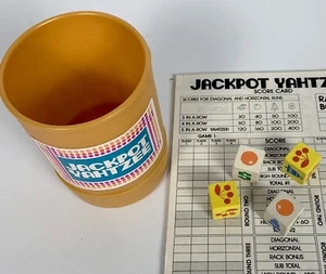 Jackpot Yahtzee Replacement Pieces Cup 4 Dice + 30 Score Sheets 1980 Vintage - Picture 1 of 3