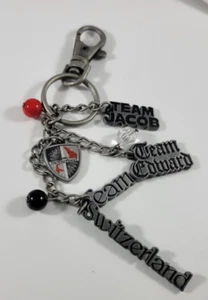 Designer Key Chain Clip Switzerland Team Jacob Coward Pewter Tone Red Black Bead - Picture 1 of 13