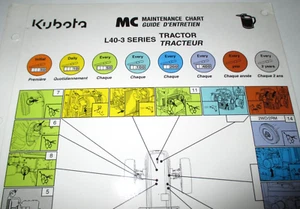 Kubota L3240 L3540 L3940 L4240 L4740 L5040 L5740 -3 Tractor Maintenance Chart - Picture 1 of 2