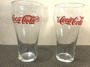 Cola Cola Glasses, Set of 2 Bell Shaped Red Logo - Picture 1 of 5