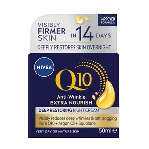 NIVEA Q10 Night Cream 50ml – Anti-Wrinkle + Extra Nourish Deep Restoring Care - Picture 1 of 9