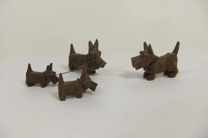 Vintage geschnitzte Holz Scottish Terrier Scottie Hunde Figuren - Bild 1 von 14