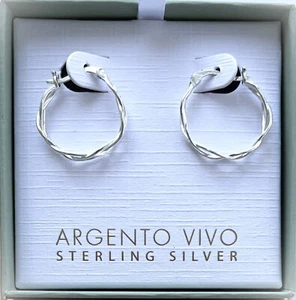 NIB Argento Vivo 925 Sterling Silver Round Twisty 3/4" Hoop Earrings, Italy - Picture 1 of 6