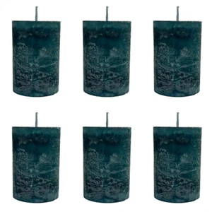  6x Scented Pillar Candle Teal Blue Candles African Rain 5x8cm 22H Home Decor - Picture 1 of 2