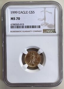 1999 1/10 oz Gold American Eagle MS-70 NGC
