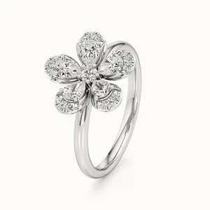 0.55 Carat Pear & Round Cut Lab Grown Diamond Ring 14k White Gold IGI Certified - Picture 1 of 13