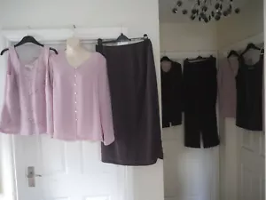 Jacques Vert Set 8 Pieces Skirt Trousers Jacket Blouse Tops Size 12 Pink Purple - Picture 1 of 11