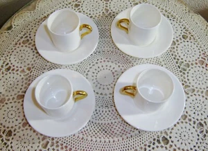 4 Coalport White Gold Handle Espresso Demitasse Cup/Saucer Bone China England - Picture 1 of 7