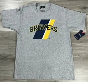 Milwaukee Brewers T-Shirt Men's Large Gray Team Name Spell Out Logo Fanatics New - Picture 1 of 5