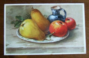 CPSM NATURE MORTE PEINTRE assiette poires pommes pichet - Imagen 1 de 1