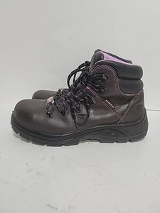AVENGER WORK A7123 BROWN LEATHER WATERPROOF COMPOSITE TOE WORK LADIES 10M BOOTS - Picture 1 of 5