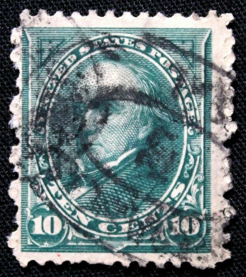 US Stamp Scott #250 ~ WEBSTER dark green Type 1 unwatermarked 10c 1894 GR02 - Image 1 of 1