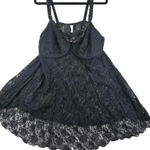 Babydoll Lingerie Slip Size **2-3XL Black Floral Lace Flowy Sexy Cacique Womens - Picture 1 of 10