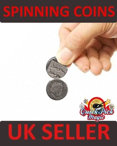 LINKING COINS 10p SPINNING COINS CLOSE UP COIN MAGIC TRICK COIN / STREET MAGIC - Foto 1 di 1