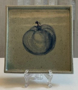 Small Ceramic Tray Hand Painted w/ Blue Tomato 9" X 9" Charming Country Style! - Picture 1 of 14