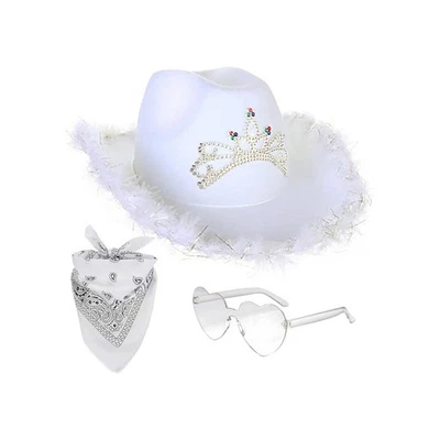 Sombrero de Vaquero Occidental Conjunto de Disfraz de Vaquero Accesorios para Foto Corazón Lente Gafas   Foto 1 de 4