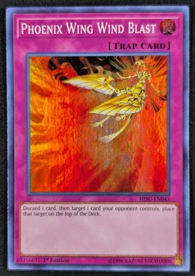 Phoenix Wing Wind Blast 1996 1st Ed Super Rare Holo Yugioh Card HISU-EN045 (NM) - Image 1 of 2