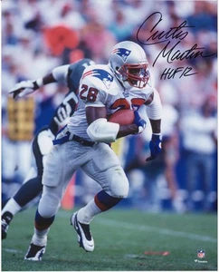 Curtis Martin Patriots Signed 16" x 20" Vertical Rushing Photo & "HOF 12" Insc - Picture 1 of 1
