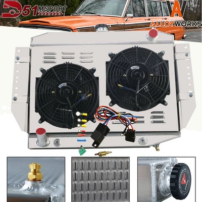 Relé de ventilador de cubierta de radiador de 4 filas para Jeep Cherokee Wagoneer serie J 1972-1979 V8 Foto 1 de 4