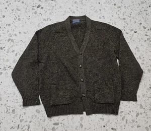 VTG Pendleton Brown Cardigan Wool Sweater Mens XL DAMAGED HOLES XL - Picture 1 of 14