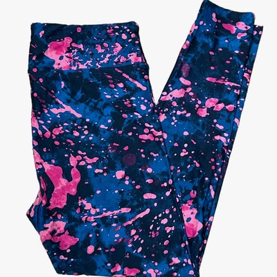 Girls S/M LuLaRoe ~ TEAL, PINK & BLACK TIE DYE PATTERN ~ Leggings KIDS SIZE 2-8 - Image 1 of 4