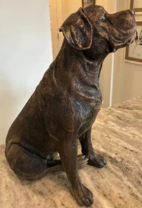 Statua Labrador Retriever 19” seduta finitura bronzo ceramica modellata cane da caccia-32 - Foto 1 di 10