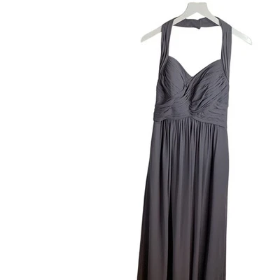Bill Levkoff Chiffon Pewter Halter Bridesmaid Prom Occasion Dress 990 W-633 Sz 8 - Image 1 of 4