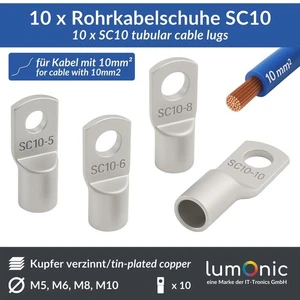 10x Rohrkabelschuh blank 10mm² Ringzunge Kupfer verzinnt - Picture 1 of 6