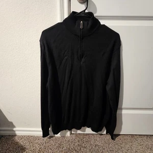 Suéter Pullover Linea Rosso Signature Para Hombre XL Negro Mezcla Lana 1/4 Cremallera - Imagen 1 de 4