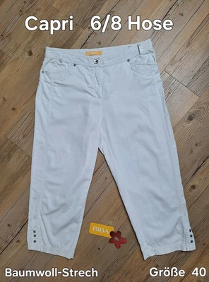 BiBA ❤️ Capri  6/8 Hose STRETCH weiß Gr. 40 = Bund 42 Länge 80 cm 👉 wie NEU - Bild 1 von 4