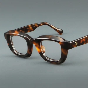 Anteojos retro de acetato grueso borde completo retro cuadrados marcos de gafas mujeres hombres - Imagen 1 de 22