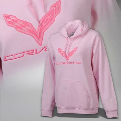 2014-2019 Corvette C7 Mujer Rosa Sudadera con Capucha con Logo y Guión 637704 Foto 1 de 4