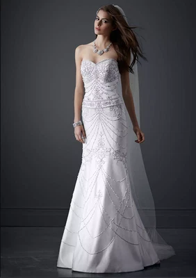 David's Bridal Luxe PWG3443 Sweetheart Mermaid All Over Beading Wedding dress 12 - Image 1 of 4