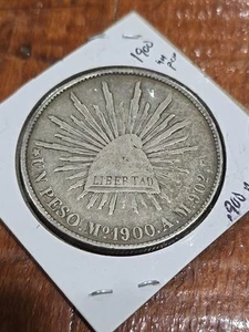 1901-Mo Mexico .900 Silver 1 Peso Cap & Ray - Picture 1 of 2