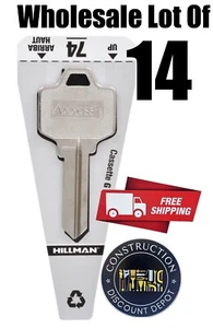 Wholesale Lot Of 14 Hillman Cassette G) Number 74 Entry Door Blank Key - Picture 1 of 1