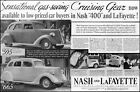 1936 Nash 400 & Lafayette Cars cruising gears Deluxe models photo print ad LA38