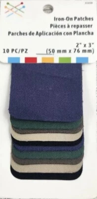 16 Pc DIY Iron On Fabric Patches 2" x 3" for Clothing Repair 10 Piece Dark Color - Image 1 of 3