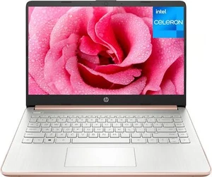 Computadora portátil HP 14 pulgadas Intel cuatro núcleos 16 GB RAM 64 GB eMMC oro rosa excelente