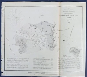 Cedar Keys FLORIDA Channel No IV Reconnaissance Map US Coast Survey Bache 1852 - Picture 1 of 4