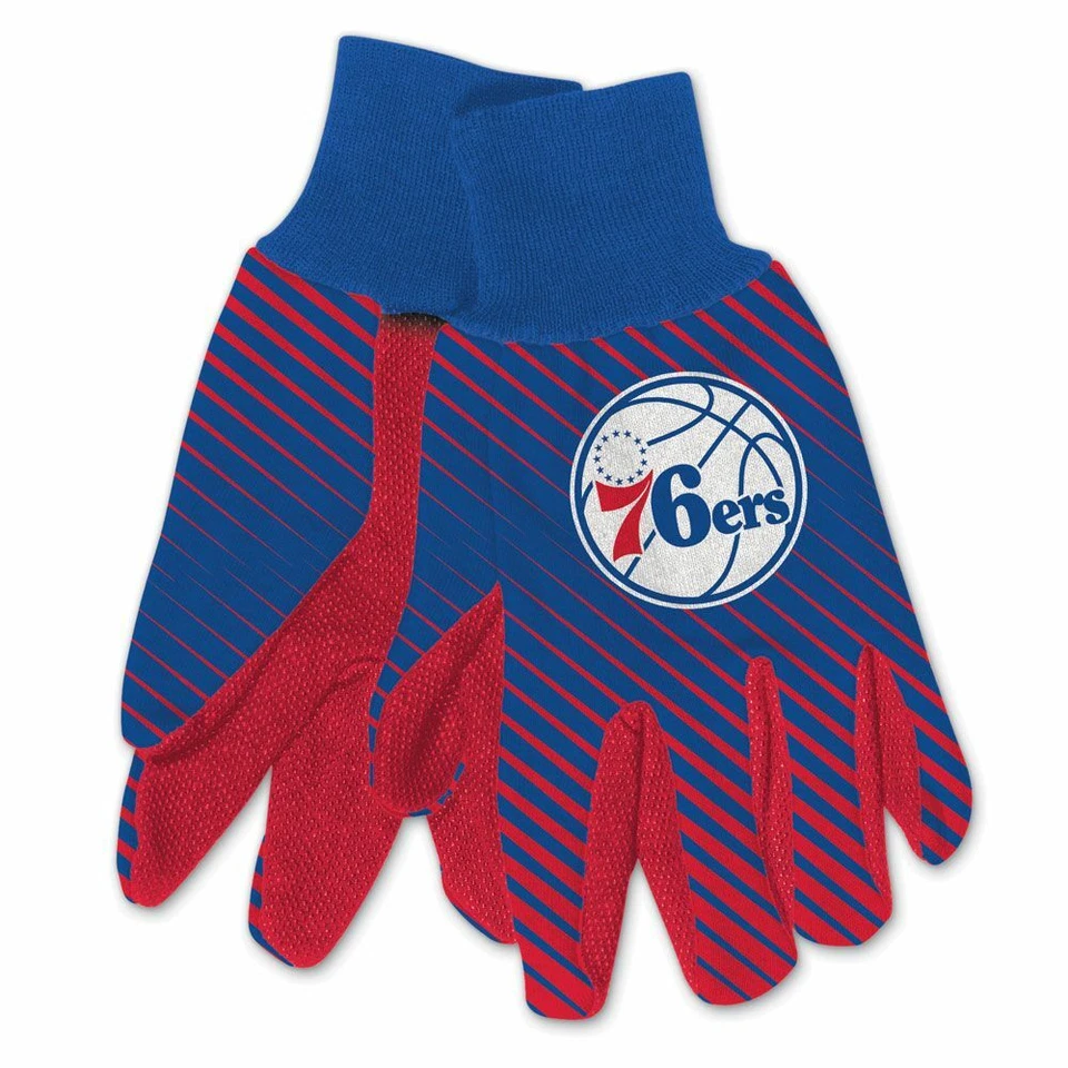 PHILADELPHIA 76ERS STRIPED UTILITY GRIPPER DOTS GLOVES NEW WINCRAFT 👀 - Image 1 of 1