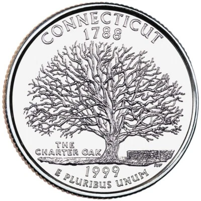 1999 P Connecticut State Quarter.  Uncirculated From US Mint roll. - Image 1 of 3