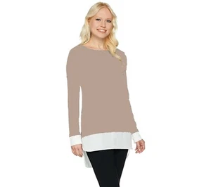 NWT Susan Graver Rayon Nylon Sweater with Feather Weave Combo Dark Wheat X-Large - Picture 1 of 2