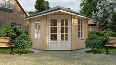 NATURHOLZ GARTENHAUS 5 Eck Gartenhaus Blockhaus ohne Boden 3x3M Holz Pavillon 28mm Leonie EB28029oF
